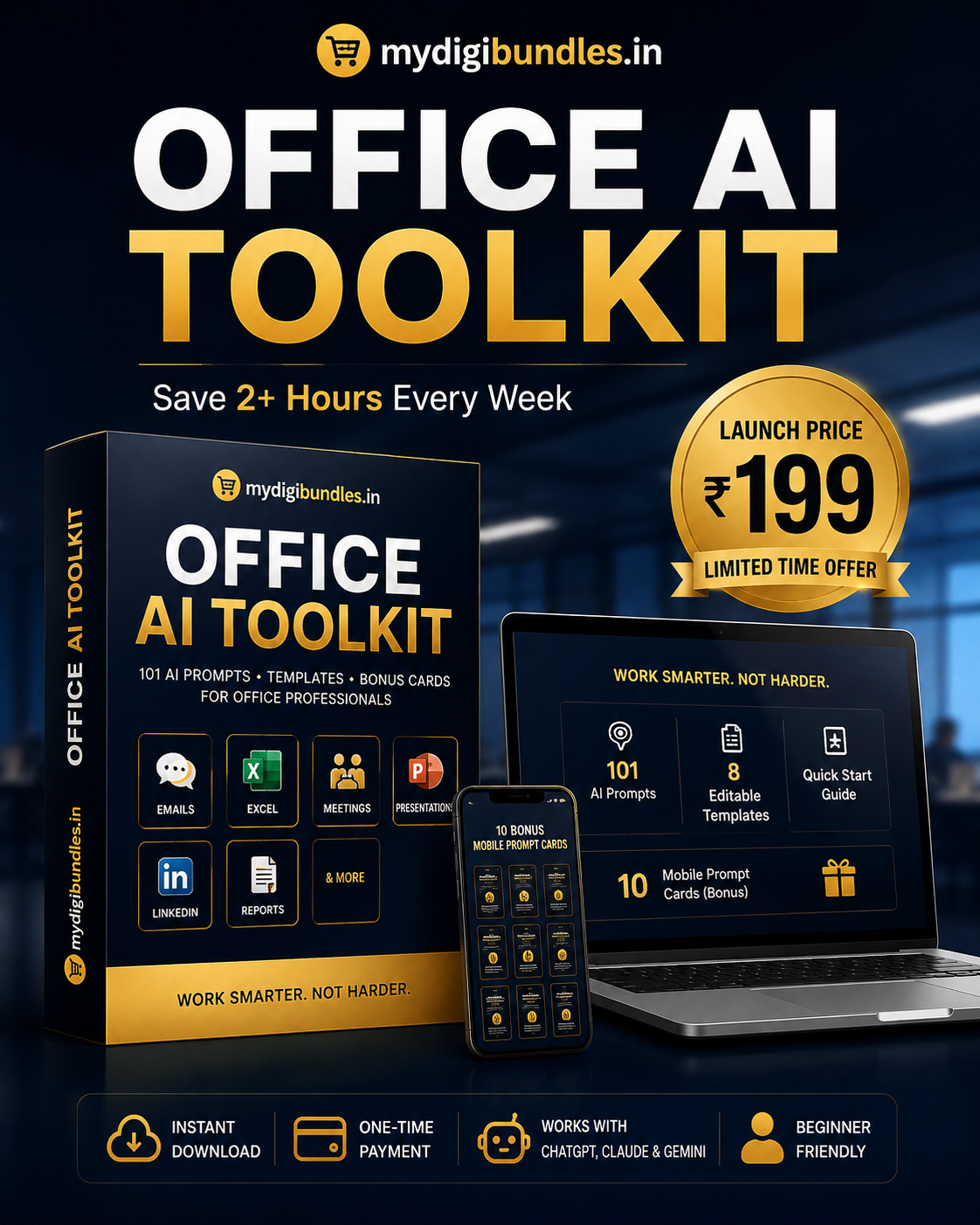 Office AI Toolkit — 101 AI prompts, templates and bonus mobile prompt cards