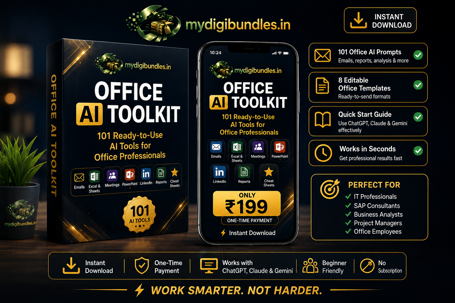 Office AI Toolkit prompts and templates shown on a laptop screen