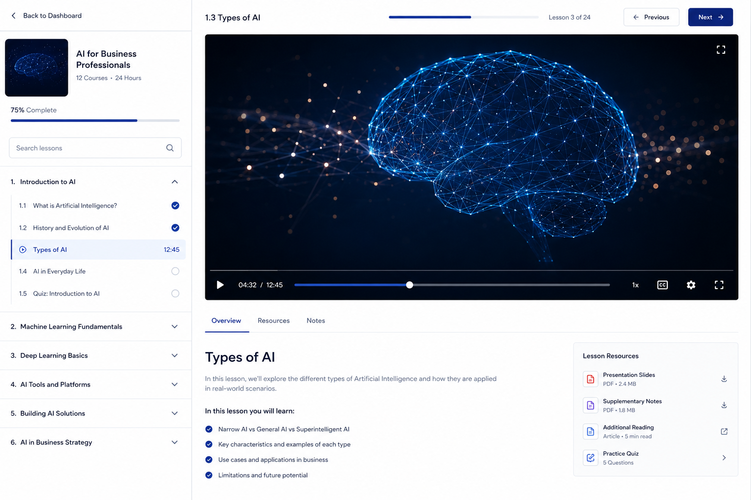 Sample video lesson from the AI Course Bundle