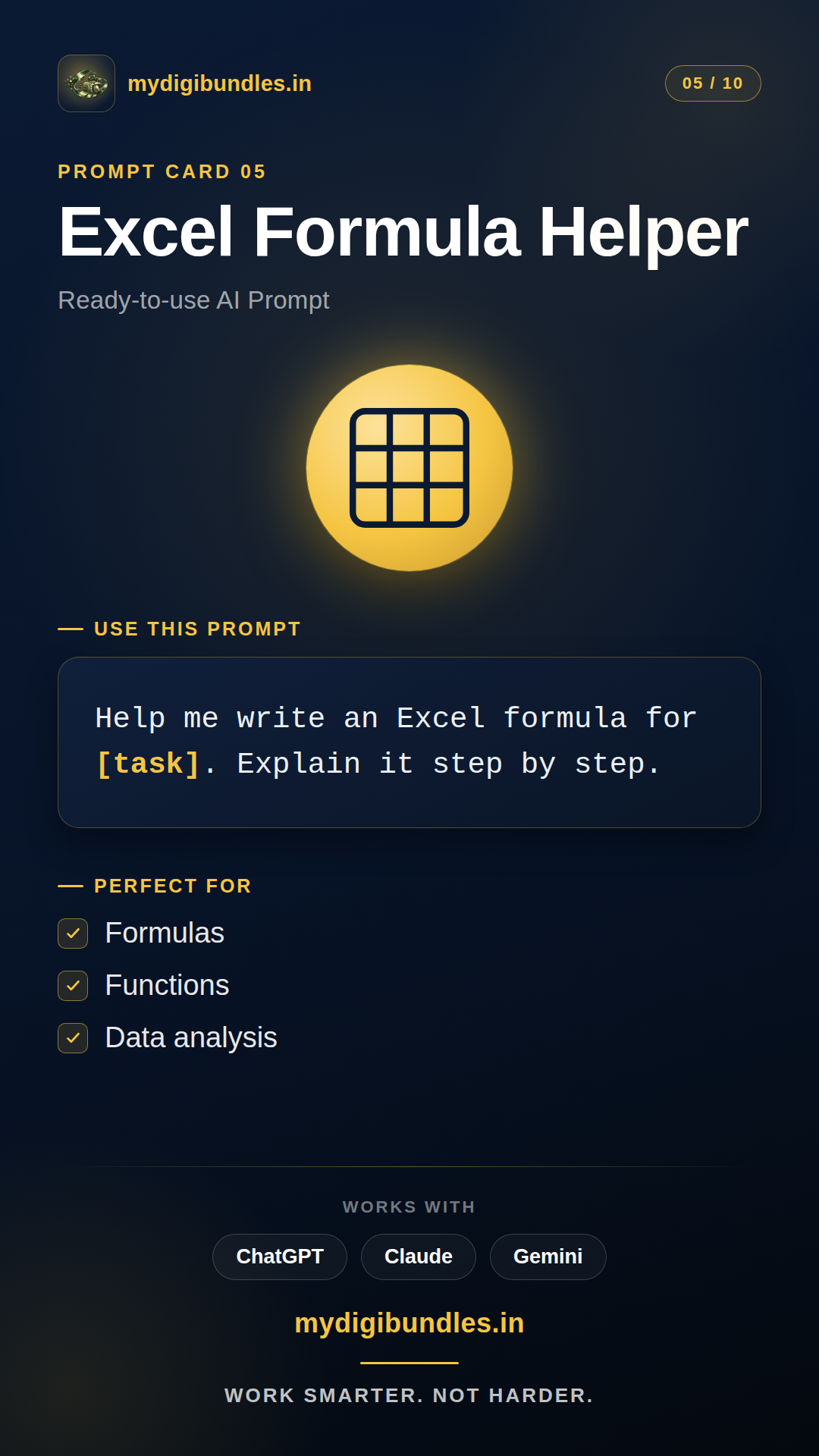 Mobile prompt card — Excel Formula Helper