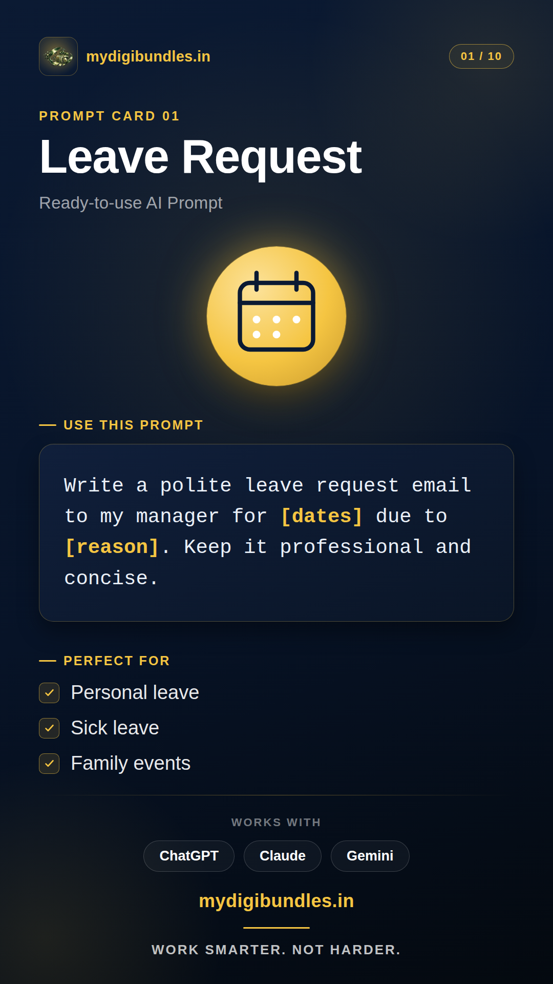 Mobile prompt card — Leave Request